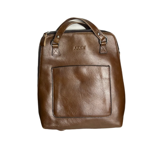 Zorz Tan Leather Men's Backpack - Picture 1 of 5